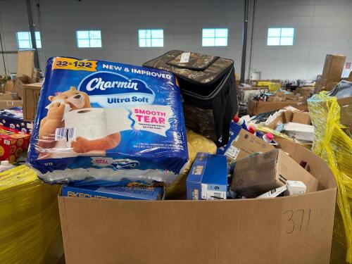 Big box store in a box: diapers, clothing, Clorox, OxiClean, Pine-Sol, shampoo, Charmin, Winnie the Pooh, shoes, Tumblr, cooler, clothing, foil sheets, OLAY, game, foil pans, and much more