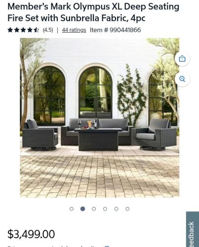Olympus collection four piece deep seating set with fire pit