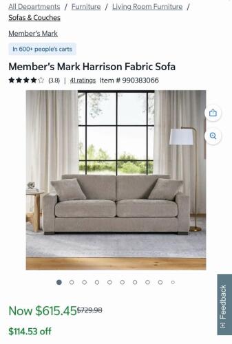 Harrison collection fabric sofa ivory