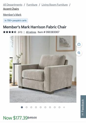 Harrison collection fabric chair Ivory