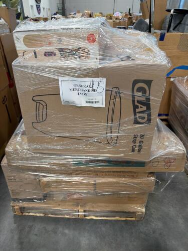 glad 20 step gallon, 4-Ft blow mold folding in half table, deli container, lids, drawer, storage Tower, vibration plate and more