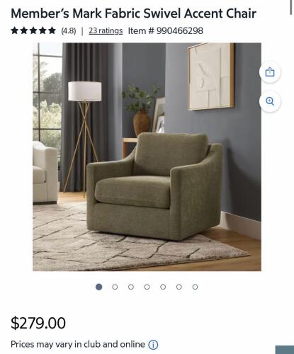 Swivel accent chair, multiple taco trucks, pool lounger