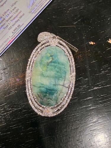 dyed green emerald and sapphire necklace