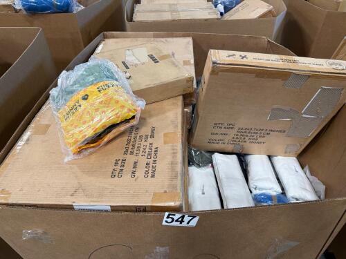 Multiple deck boxes, swings, dog bed, and duffel bag, & More