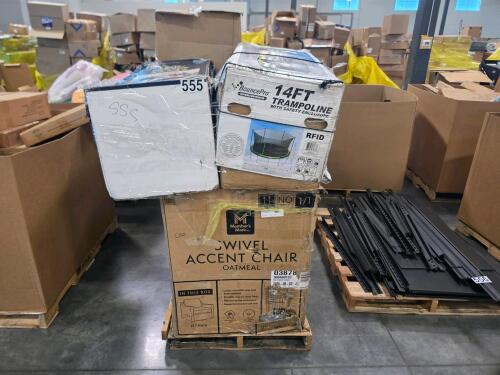 Swivel accent chairs, SERTA mattress, trampoline, & More
