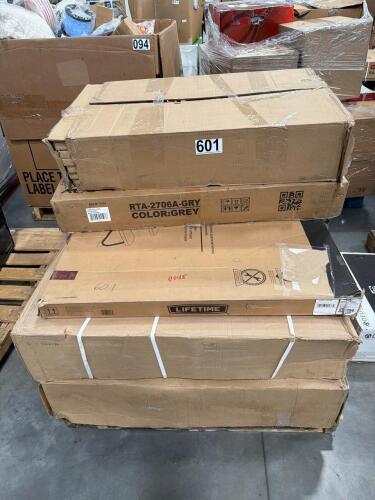 Lifetime folding table, Adirondack chairs, shelving & More