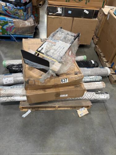 Dolly cart missing wheels, outdoor rocking lounge, rugs, & More