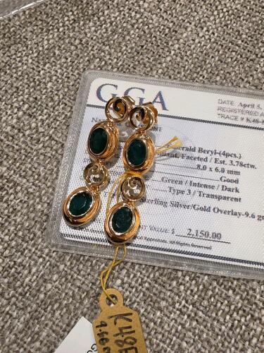 emerald sterling silver earrings