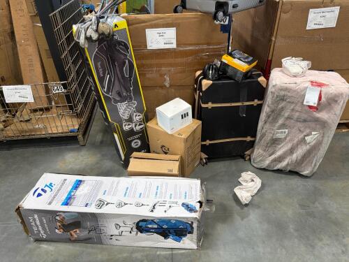 Bucket golf, paddleboard, used golf clubs, luggage, lacrosse nets, tour edge golf set, & More