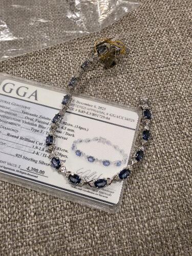 tanzanite and sterling silver bracelet