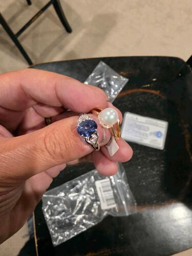 sterling silver Pearl and tanzanite rings