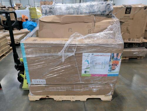 Desk with drawers, large rug, swinging glide playset, swimming pool, & More