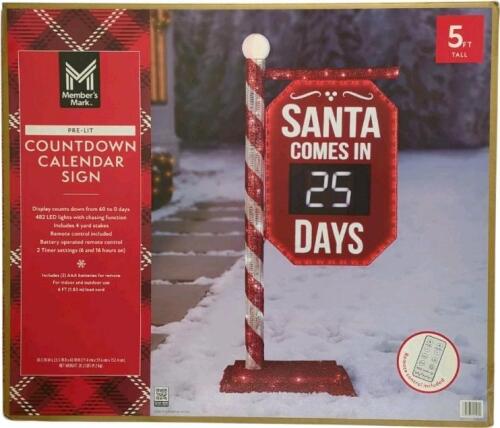 Pre-Lit 5-ft Santa countdown sign, igloo cooler stratos Gray