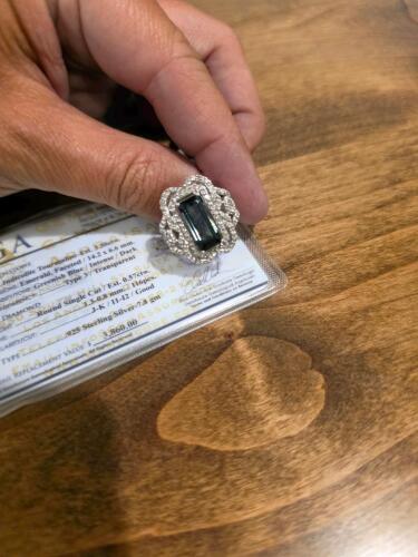 tourmaline and diamond sterling silver ring