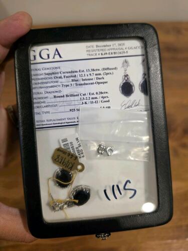 sapphire and diamond sterling silver earrings
