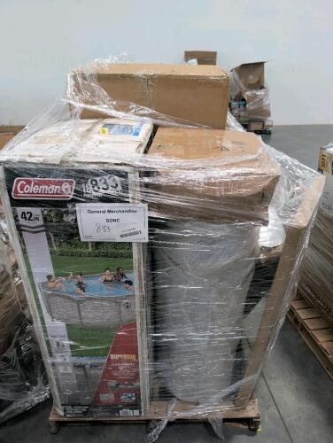 Coleman pool, rolled mattress, thin frame A-frame board, smartgate opener mm371w, baasha chair