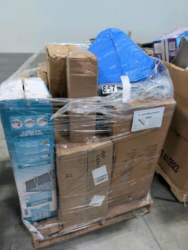 Swimming pool, tarp, magnolia Jude accent table, and other swimming pool, wicker patio furniture, Huggies, garbage can, & More