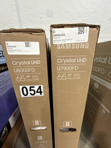 2&ndash;65 inch Samsung TVs, large shadow on left side of screen and missing stand, missing original packaging, grade D
