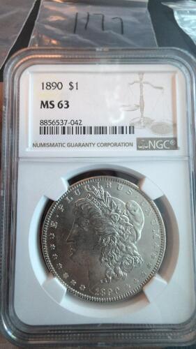 1890- $1 MS63 Morgan Silver Dollar , NGC