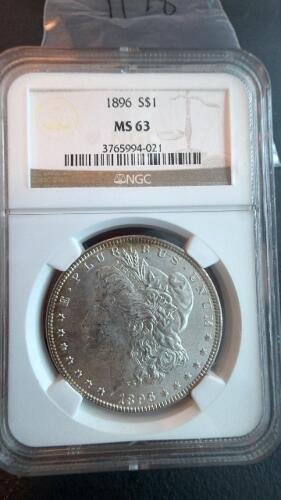 1896- $1 MS63 Morgan Silver Dollar , NGC
