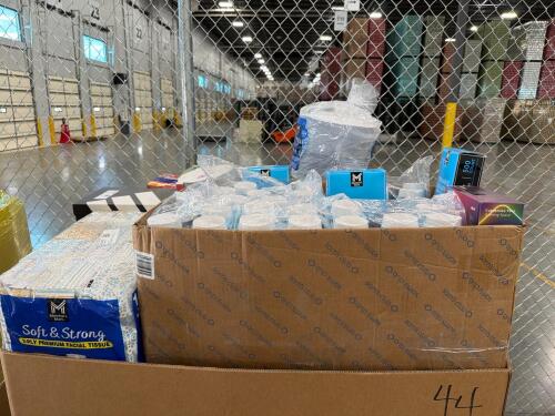 Big box store in a box: tide pods, toilet one, detergent, disposable gloves, plate cleaning supplies, hefty bags, facial tissue, Adidas clothing, food storage, & More