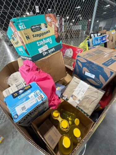Big box star in a box: swaddle plates, Huggies, Kleenex, new balance shoes, Pine-Sol, flushable wipes, Charmin, and much more