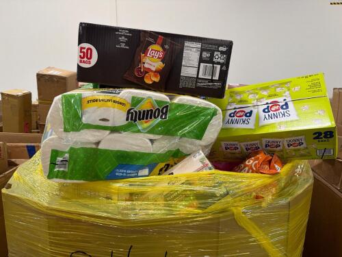 Big box store in a box: skinny pop, oatmeal, chips, scrubbing bubbles, Downey, bounty, canola oil, deodorant, Kleenex, toilet paper, and much more