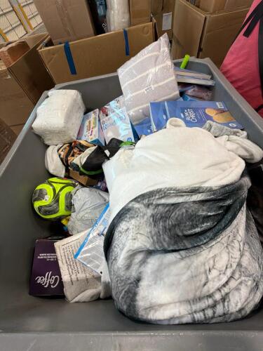 Pillows, coffee paper, Mr. coffee, books, hangers, kiss, alive price, Post-it notes, camera, Yahtzee games, basketball, soccer ball, towels, & More