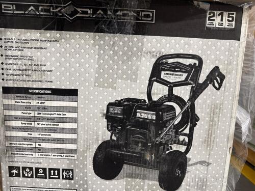 Black Dimond gas power pressure washer, step two, swimming pool, igloo cooler, box of BONTRAGER bike tires, and More