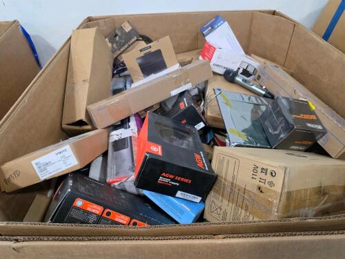 Miscellaneous electronics, speakers, instrument cable, light, HP, guitar neck cradle, microphone, & More