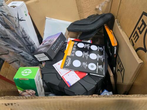 Miscellaneous music items, REM O drumhead, microphone holder, drone, gator works, & More