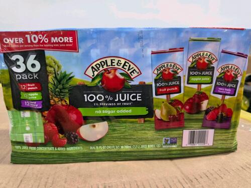 Pallet of apple and eve apple juice