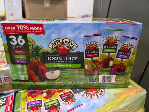 Pallet of apple and eve apple juice