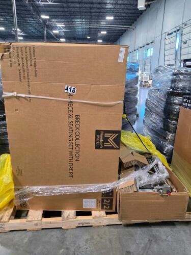 BRECK collection four piece XL seating set with fire pit possible open box on fire pit?