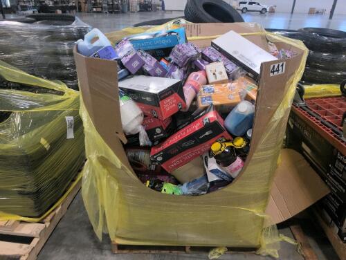 Big box for in a box: plastic screen, crack, refills, forks, Pine-Sol, toilet one inserts, dawn soap, detergent, and more