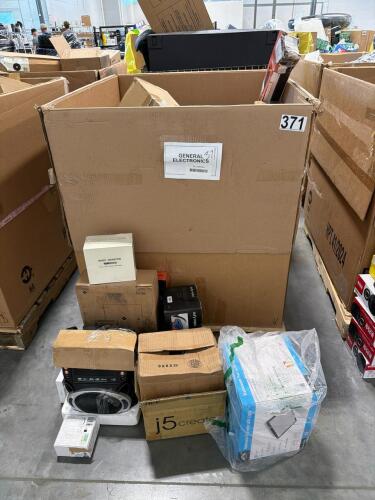 Electronics: baby monitor, j5create, eufy make, ink, red tiger, watch, adapters, baby sense, 3-D print filament, security camera for VEVOR, blood pressure monitor, wireless speaker, APC backup, sound bar, thermostat, headphones, super box, answering syst