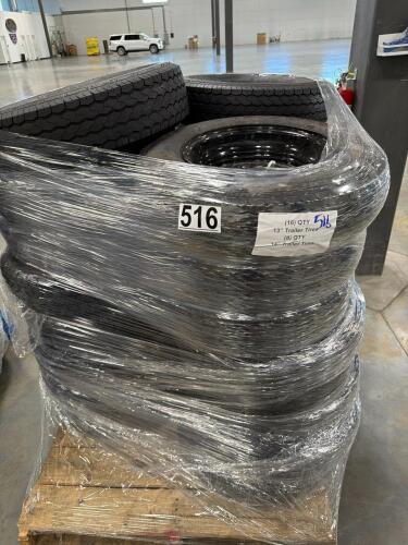 16 13-in trailer tires and eight 14-in trailer tires