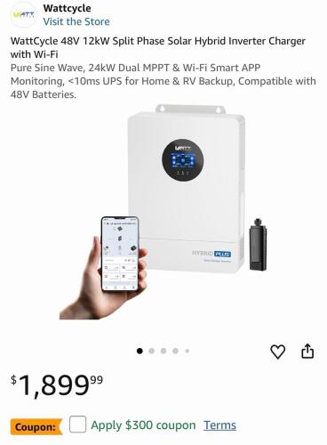 WATT cycle hybrid plus solar charger inverter 48V