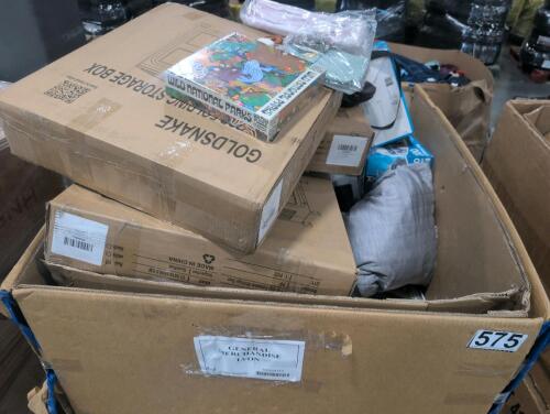 Storage box, garbage bags, aluminum post kits, puzzle, trifold towels, drapes, pillow, bedding, delta product, Pillows, & More