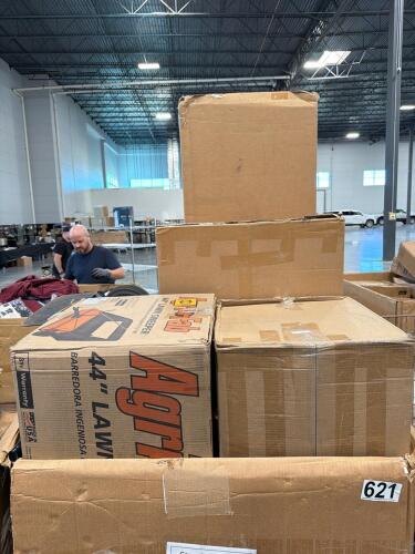 Visio 50 inch TV, gorilla cart, lawn sweeper, dollies, & More