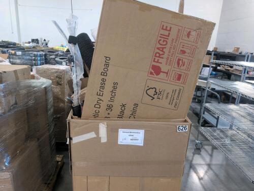 Weed fabric cover, rolled mattress, magnetic dry erase board, Lithonia lighting, shelving items, mat, and more filter material,