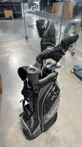 Callaway SOLAIRE golf clubs driver, two woods, putter, eight, pitching wedge sand wedge, seven iron
