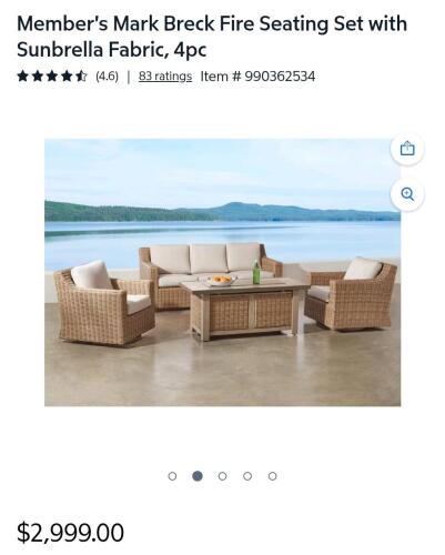 BRECK collection four piece seating set with fire pit