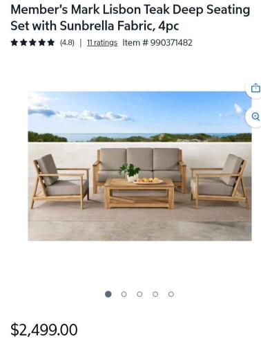Lisbon four piece FSC deep seating set with patio cover