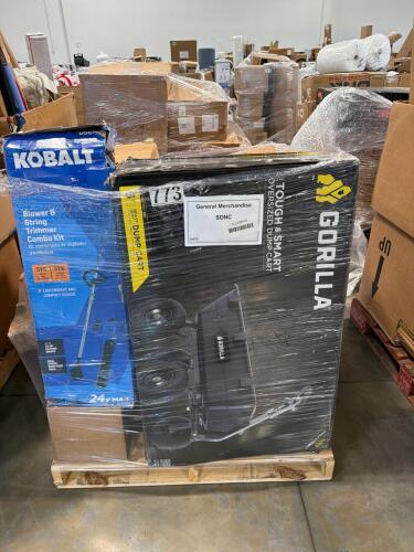 gorilla dump cart, yard rover parts kit, kobalt blower & string trimmer combo kit, and more
