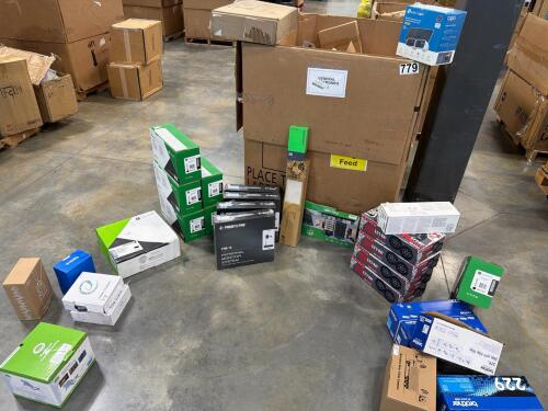 electronics: toner, crunch, speakers, professional in-ear personal monitor systems, waterproof camera housing, ASUS VA27E, TP-Link battery powered security camera with solar panel, Sony controllers, smart battery camera, wireless headphones, digital multi