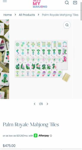 MAHJONG oh my Palm Royale tile set OMM356 and acrylic racks