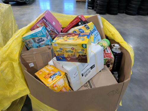 Big box store in a box: milk phone, diapers, peppered gravy, garbage bags, Gain, Velveeta, quest protein chips, forks, & More