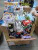 Big box store in a box food and household items: Aveeno, Bob's, fish oil, protein, fiber well, coffee, dog treats, pledge, Dan soap, bowls, got toilet paper, air fryer, Mac and cheese, Fritos, Phillips coffee maker, wipes, maple syrup, detergent, Sonny D,