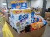 Big box store in a box food and household items: Aveeno, Bob's, fish oil, protein, fiber well, coffee, dog treats, pledge, Dan soap, bowls, got toilet paper, air fryer, Mac and cheese, Fritos, Phillips coffee maker, wipes, maple syrup, detergent, Sonny D, - 7